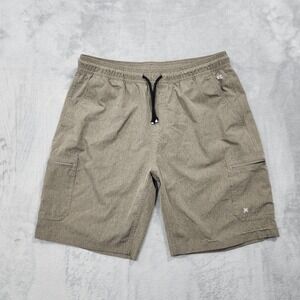 Kenneth Cole Swim Trunks Mens M Beige Lined Zip Cargo Pockets Quick Dry Beach
